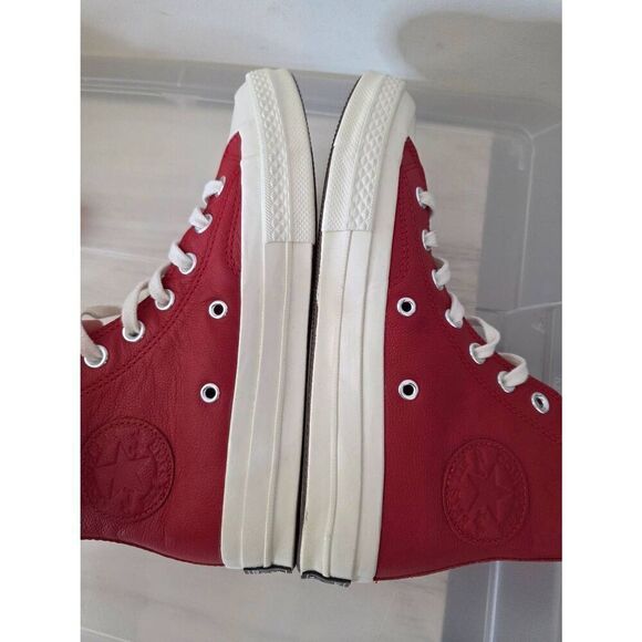 CONVERSE CHUCK TAYLOR ALL STAR "BIG C LOGO" HIGH TOP RED LEATHER SHOES SIZE W7/M - Picture 6 of 11